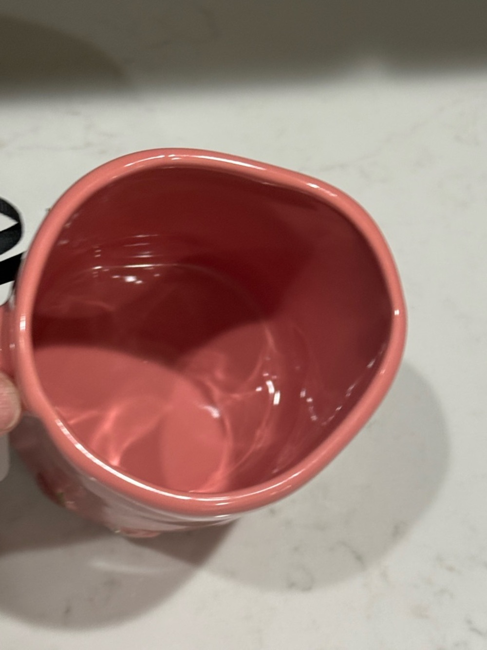 Rae Dunn light red Ceramic Mug - HELLO SUMMER- with 3D Strawberry 🍓 border - Picture 3 of 6